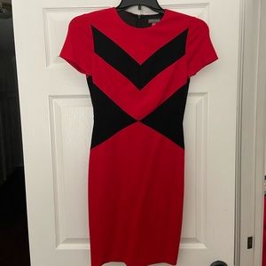 Vince Camuto dress. Red and black geometric dress.